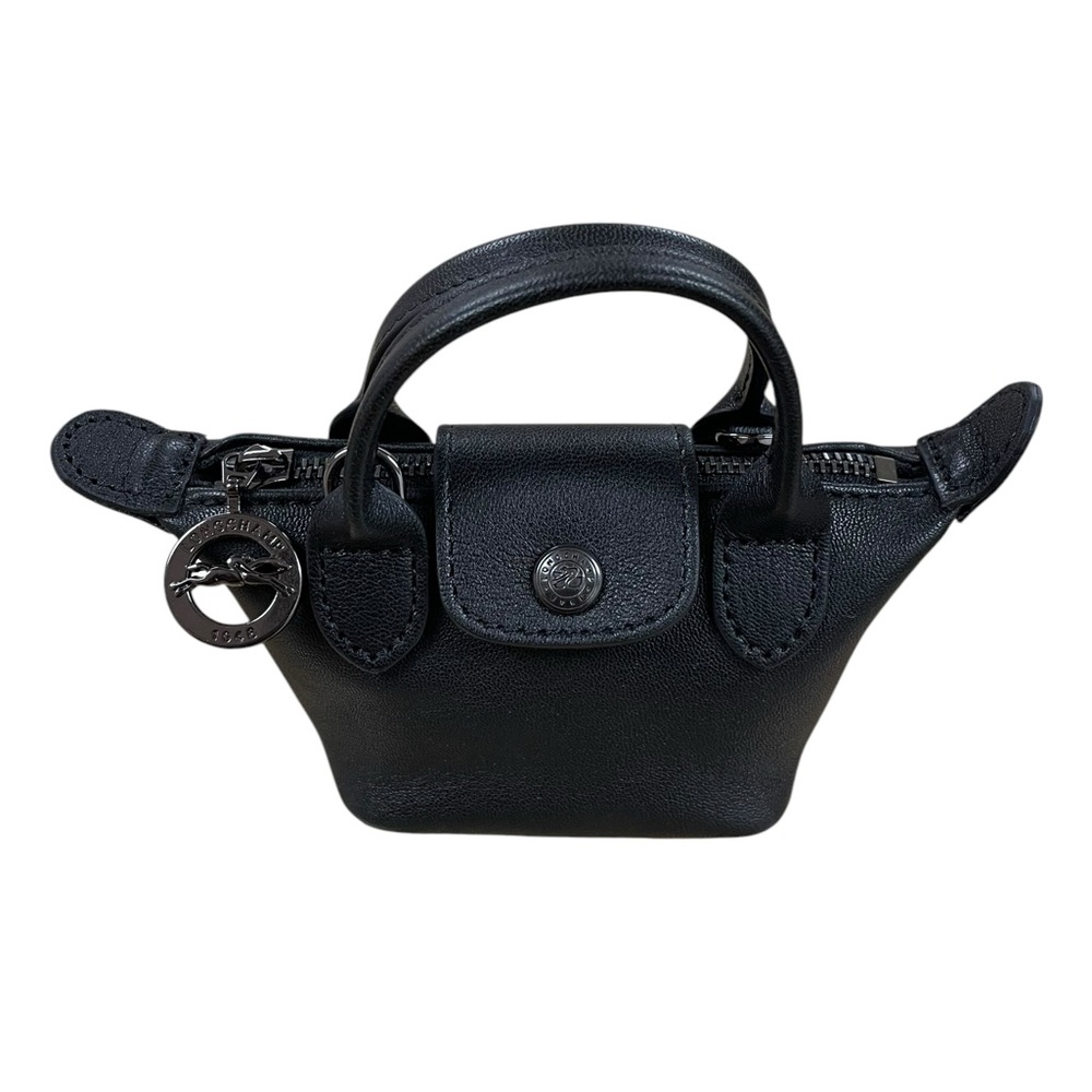 NWOT Longchamp Le Pliage Cuir Extra Small Leather Crossbody Bag Black